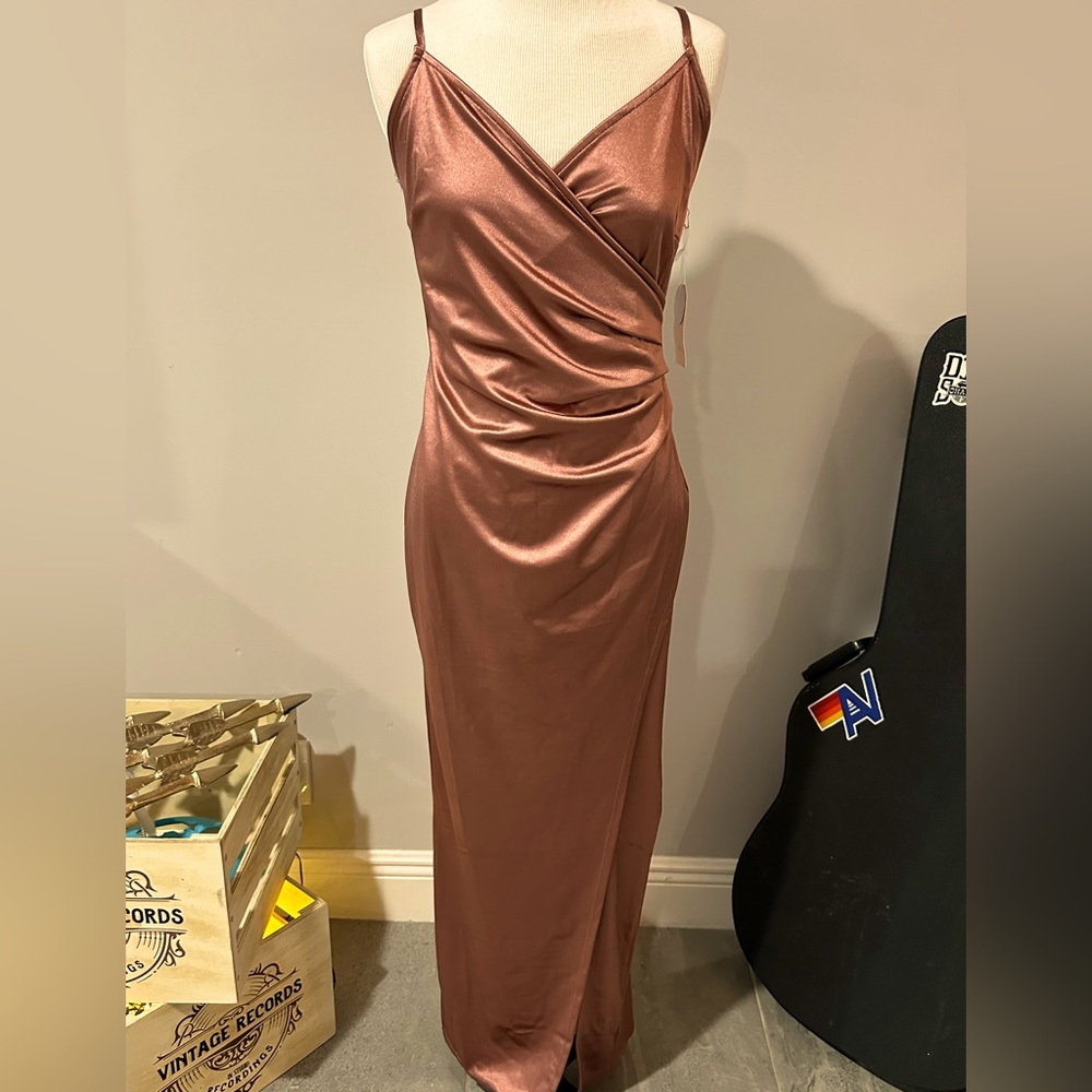 Elegant Satin Evening Dress in Copper